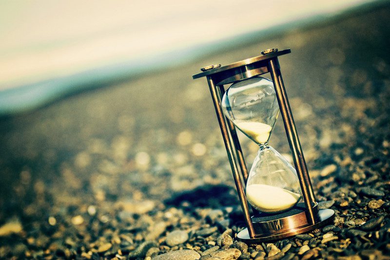 hourglass with time running out