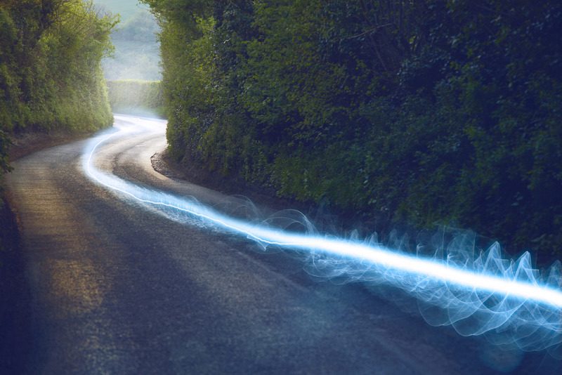 blue broadband signal along a country road