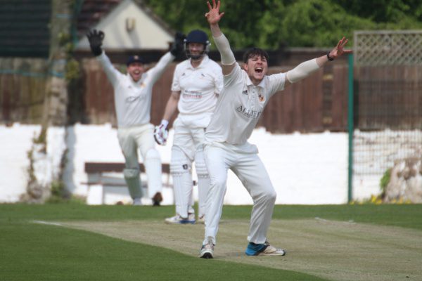 gary Fellows is trapped LBW