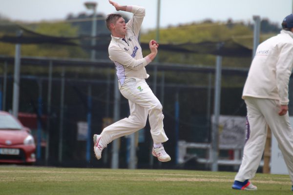 Kyle Brockley bowls for york cricket club