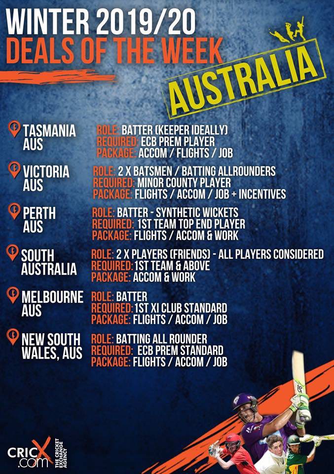 CricX winter deals 2019/20